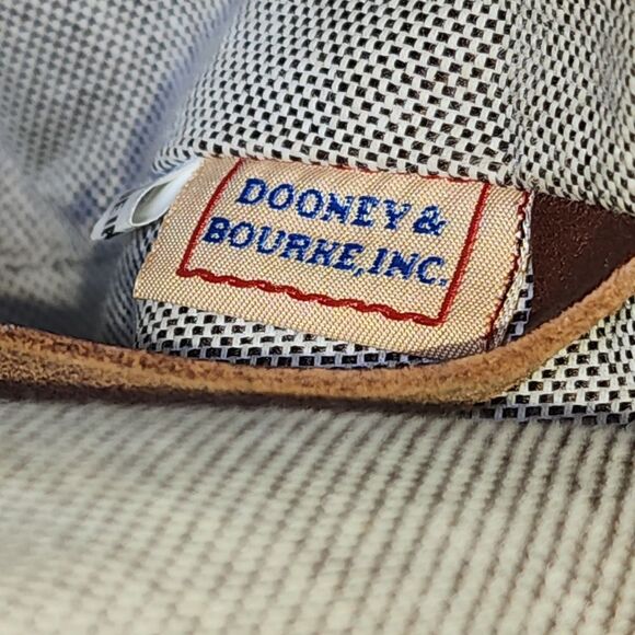 Vintage Dooney & Bourke Brown Leather & Tan Monogram Canvas Satchel 12.5"X7.5"X5 - Picture 10 of 14